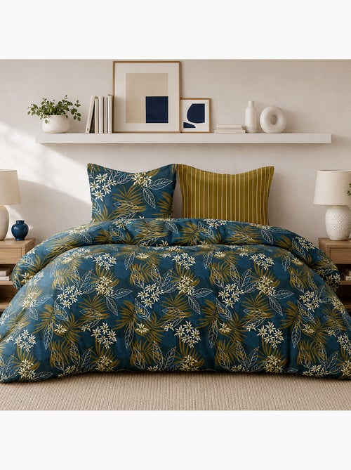 Parure de lit 100% percale de coton motif végétal tropical et floral, florilege - Kiabi Parure de lit 100% percale de coton motif végétal tropical et floral, florilege - Kiabi