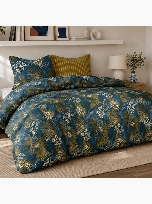 Parure de lit 100% percale de coton motif végétal tropical et floral, florilege - Kiabi Parure de lit 100% percale de coton motif végétal tropical et floral, florilege - Kiabi