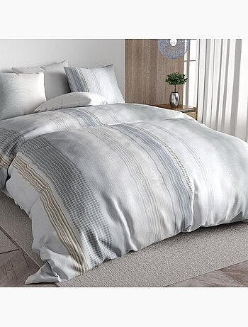 Parure de lit 100% percale de coton rayures verticales graphiques, nebuleuse