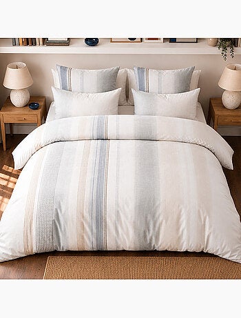 Parure de lit 100% percale de coton rayures verticales graphiques, nebuleuse