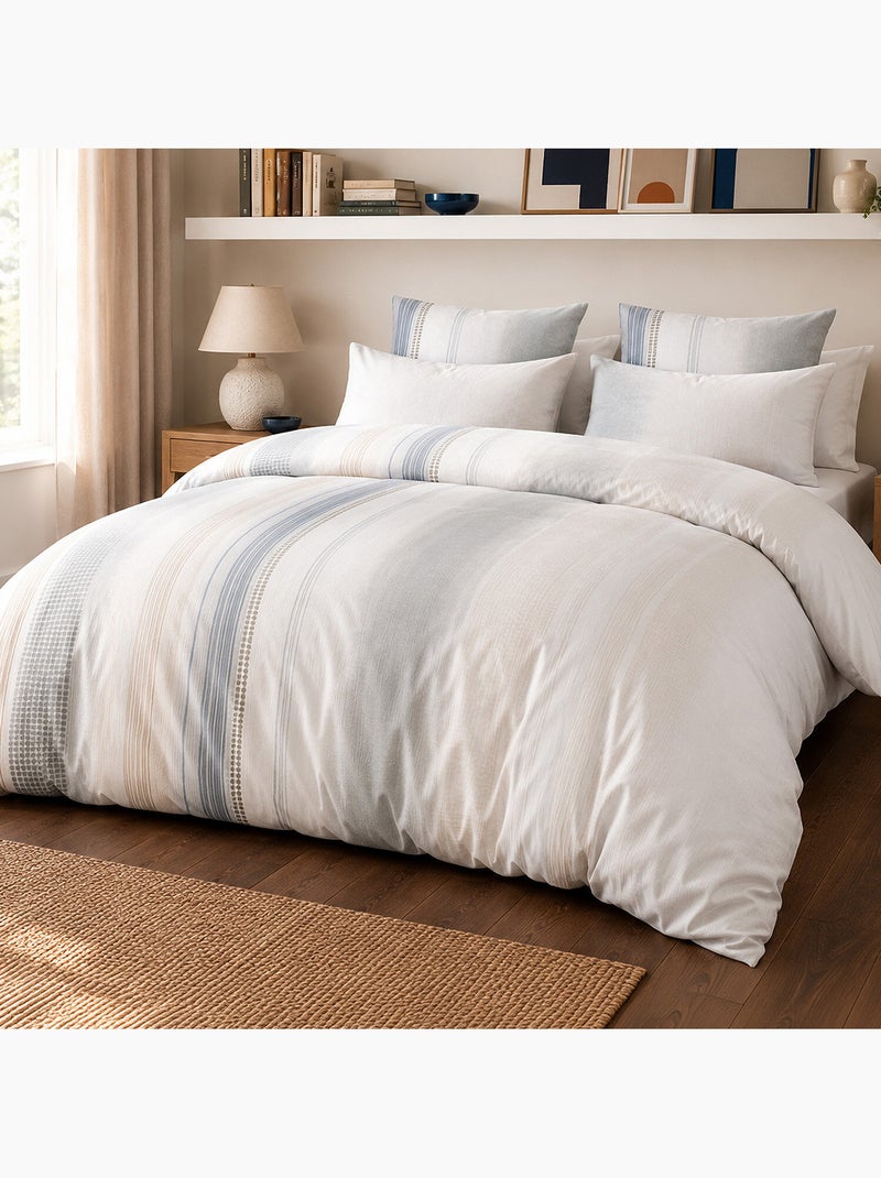 Parure de lit 100% percale de coton rayures verticales graphiques, nebuleuse Multicolore - Kiabi