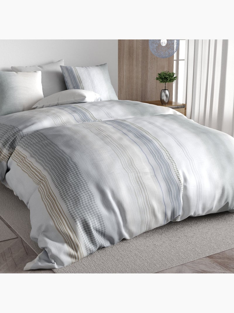 Parure de lit 100% percale de coton rayures verticales graphiques, nebuleuse Multicolore - Kiabi