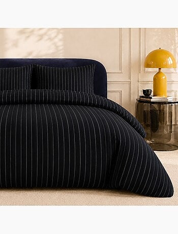 Parure de lit 100% percale de coton rayures verticales, loyd
