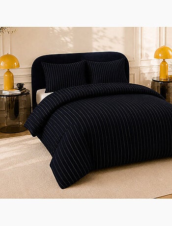 Parure de lit 100% percale de coton rayures verticales, loyd