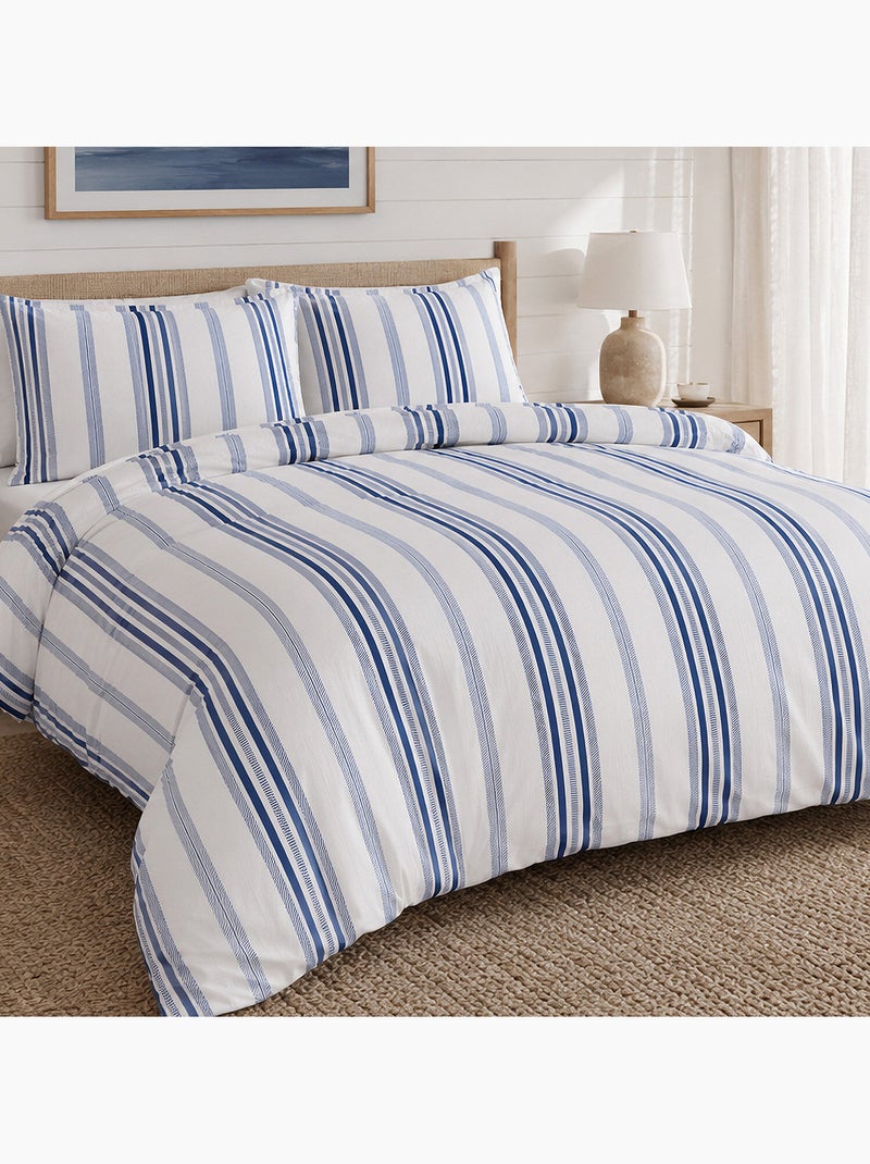 Parure de lit 100% percale de coton rayures verticales, mat Multicolore - Kiabi