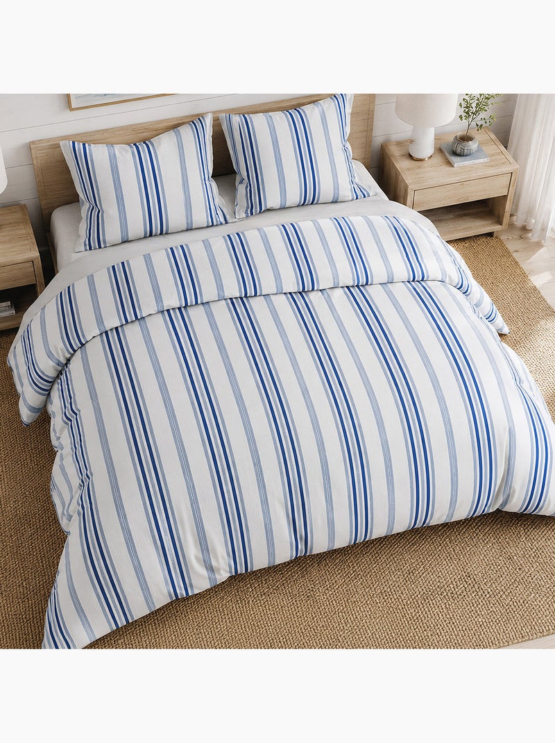 Parure de lit 100% percale de coton rayures verticales, mat Multicolore - Kiabi