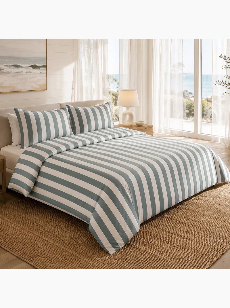 Parure de lit 100% percale de coton rayures verticales, talam Multicolore - Kiabi