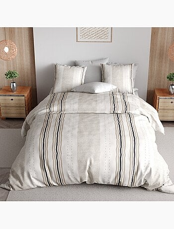 Parure de lit 100% percale de coton rayures verticales, trandy