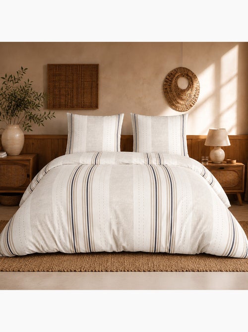 Parure de lit 100% percale de coton rayures verticales, trandy - Kiabi