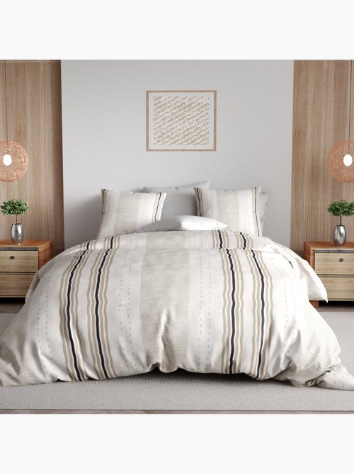 Parure de lit 100% percale de coton rayures verticales, trandy - Kiabi