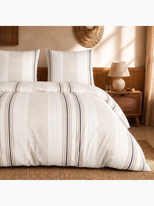 Parure de lit 100% percale de coton rayures verticales, trandy - Kiabi