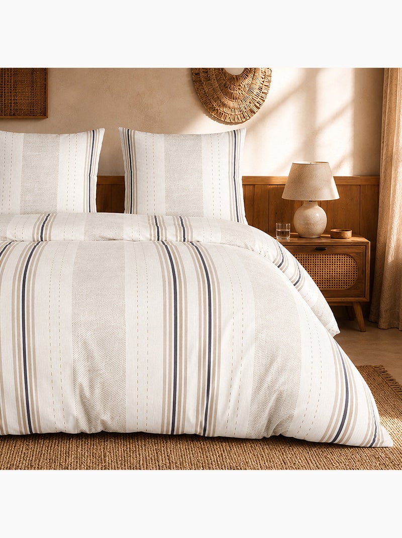 Parure de lit 100% percale de coton rayures verticales, trandy Multicolore - Kiabi