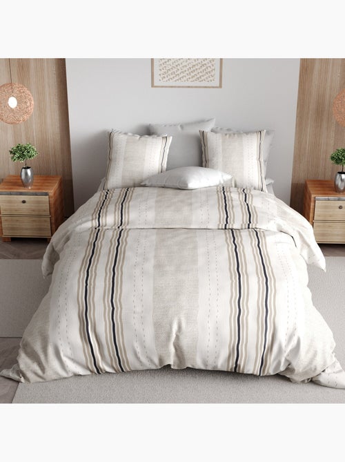 Parure de lit 100% percale de coton rayures verticales, trandy - Kiabi