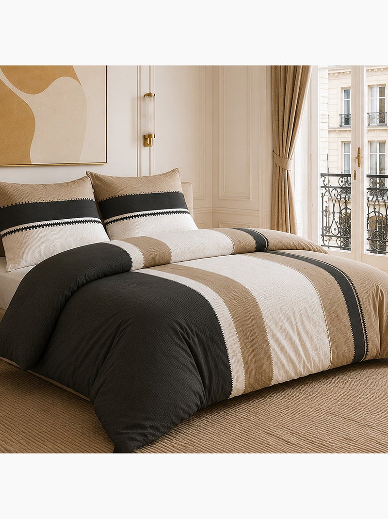 Parure de lit 100% percale de coton rayures verticiales, sahel Multicolore - Kiabi
