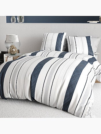 Parure de lit 100% percale de coton rayures verticiales, siround