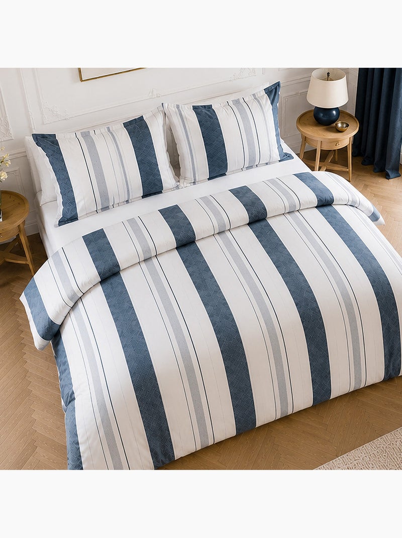 Parure de lit 100% percale de coton rayures verticiales, siround Multicolore - Kiabi