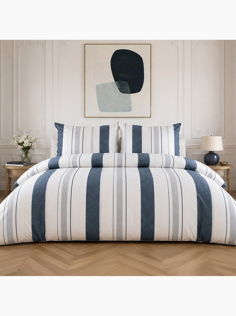 Parure de lit 100% percale de coton rayures verticiales, siround Multicolore - Kiabi