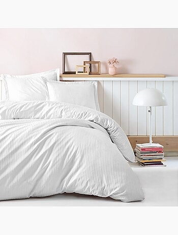 Parure de lit 100% satin de coton Uni - Stripe
