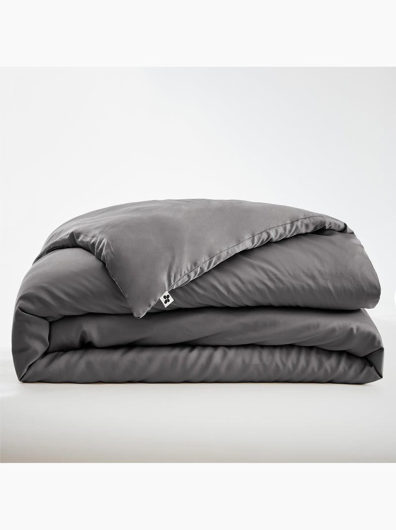 Parure de lit 100% viscose de bambou satin 120 fils salomé + drap-housse gris anthracite - Kiabi
