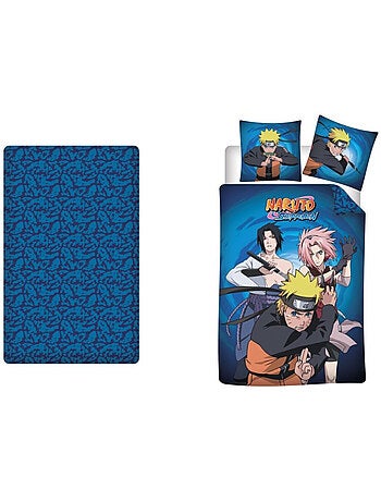 Parure de lit 140 cm x 200 cm + Drap Housse - Naruto, Sasuke et Sakura