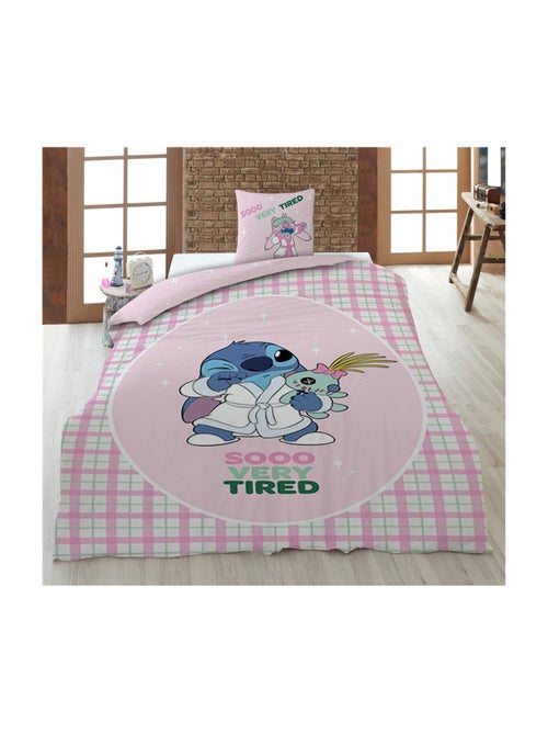 Parure de lit 140x200 cm - Stitch  (Lilo & Stitch) Rose - Kiabi