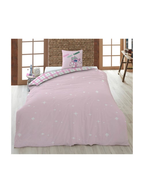 Parure de lit 140x200 cm - Stitch  (Lilo & Stitch) Rose - Kiabi