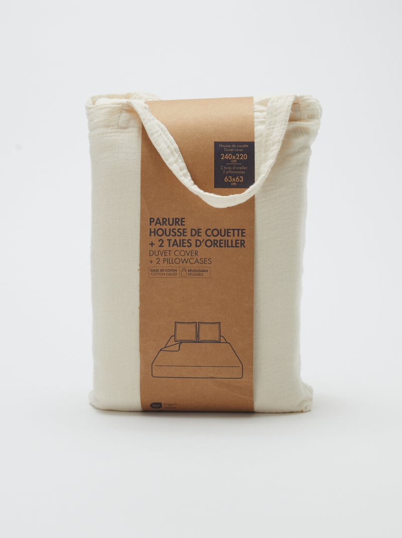 Parure de lit 2 personne (240 x 220cm) en gaze de coton - Kiabi Home Beige - Kiabi