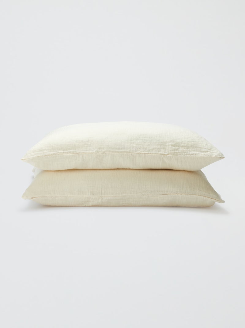 Parure de lit 2 personne (240 x 220cm) en gaze de coton - Kiabi Home Beige - Kiabi