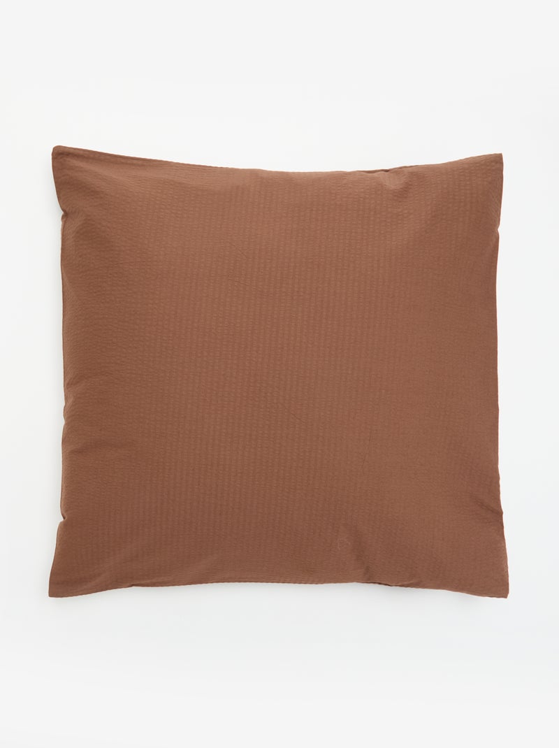 Parure de lit 2 personnes - 200 x 200 cm en seersucker Marron - Kiabi