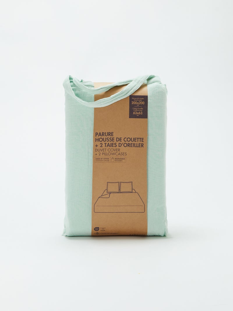 Parure de lit 2 personnes (200 x 200cm) en gaze de coton - Kiabi Home Bleu clair - Kiabi