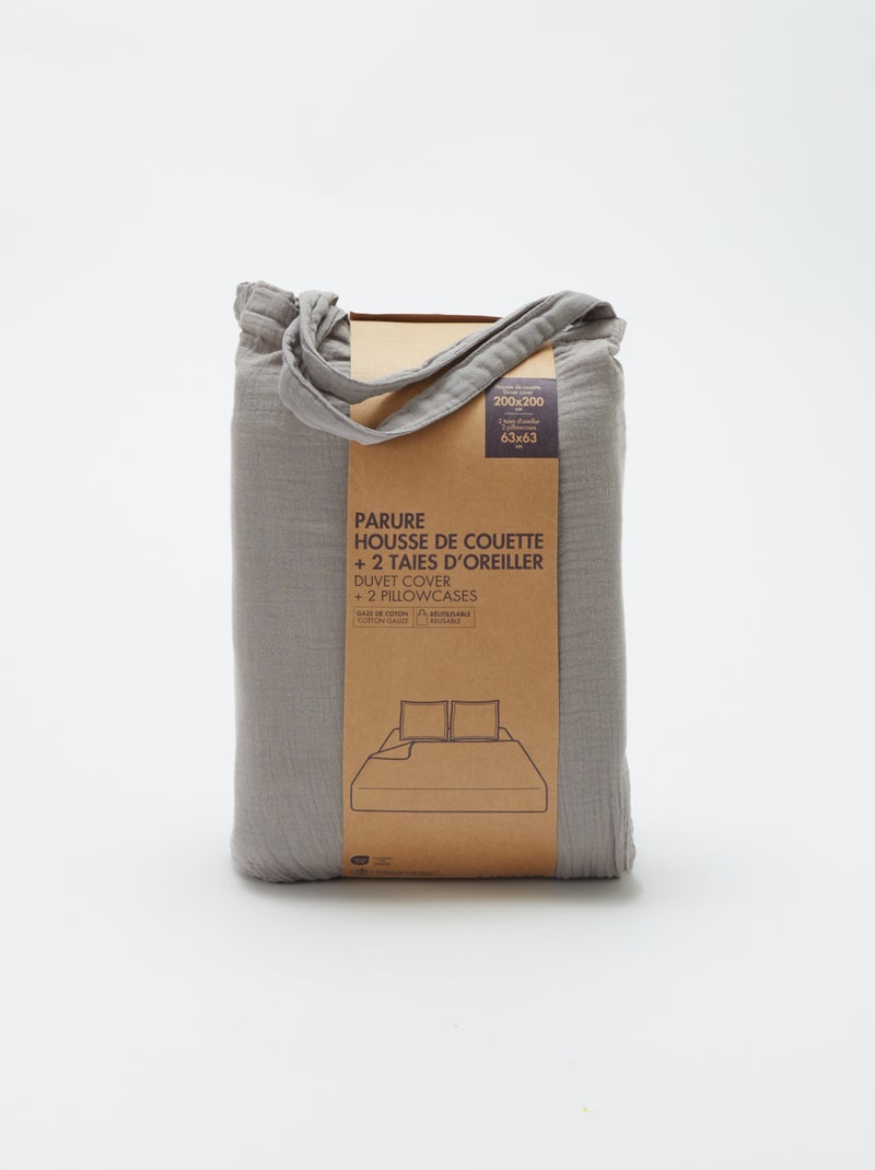 Parure de lit 2 personnes (200 x 200cm) en gaze de coton - Kiabi Home Gris - Kiabi