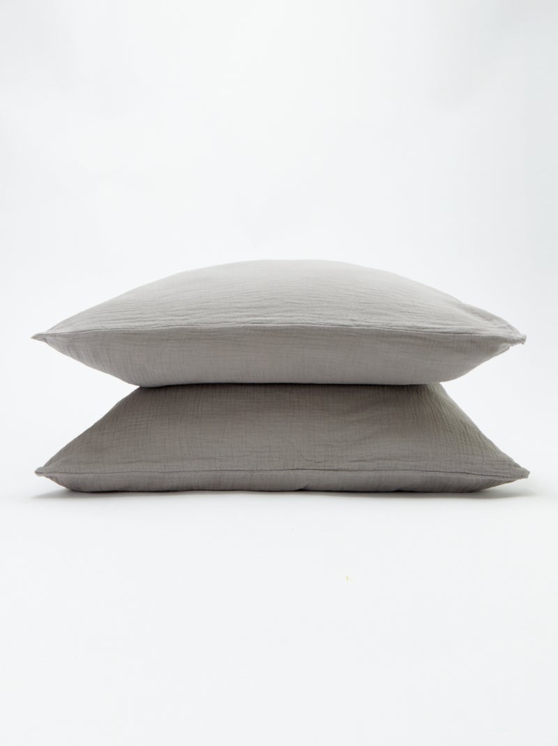 Parure de lit 2 personnes (200 x 200cm) en gaze de coton - Kiabi Home Gris - Kiabi