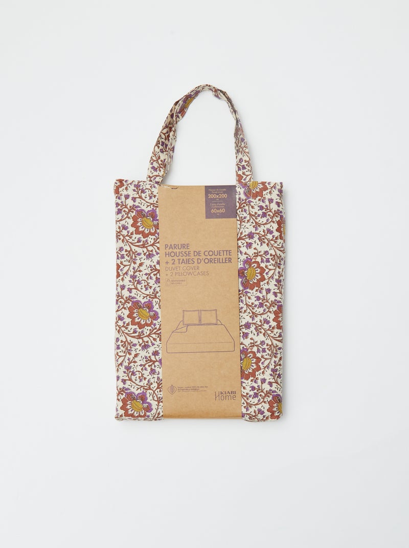Parure de lit 2 personnes (200x200 cm) - Kiabi Home Beige fleuri - Kiabi