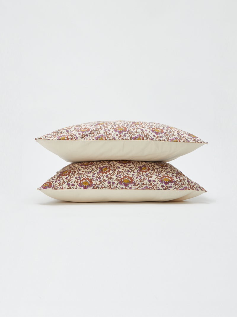 Parure de lit 2 personnes (200x200 cm) - Kiabi Home Beige fleuri - Kiabi