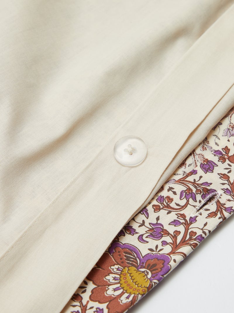 Parure de lit 2 personnes (200x200 cm) - Kiabi Home Beige fleuri - Kiabi