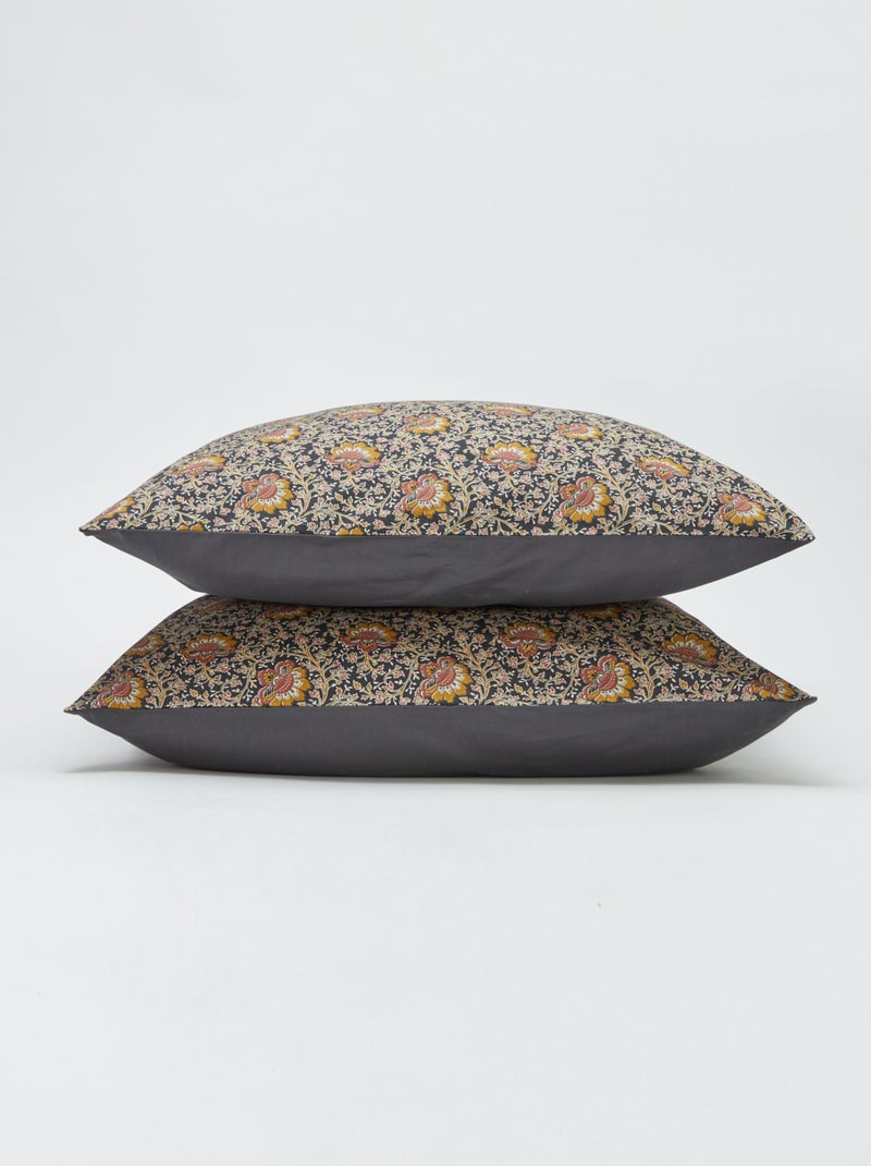 Parure de lit 2 personnes (200x200 cm) - Kiabi Home Gris fleuri - Kiabi