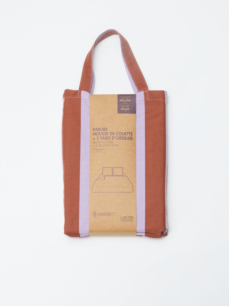Parure de lit 2 personnes (200x200 cm) - Kiabi Home Marron/mauve - Kiabi
