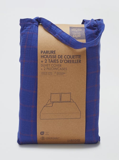 Parure de lit 2 personnes (200x200 cm) en gaze de coton - Kiabi Home - Kiabi