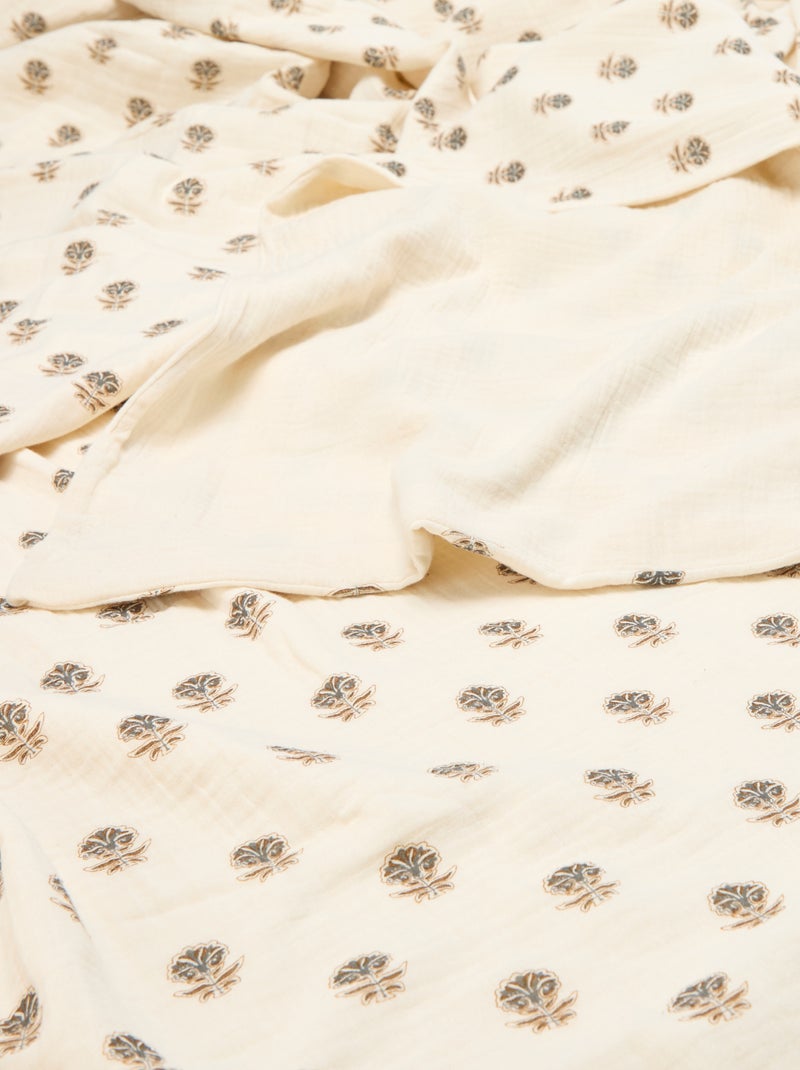 Parure de lit 2 personnes (200x200 cm) en gaze de coton - Kiabi Home Jaune - Kiabi