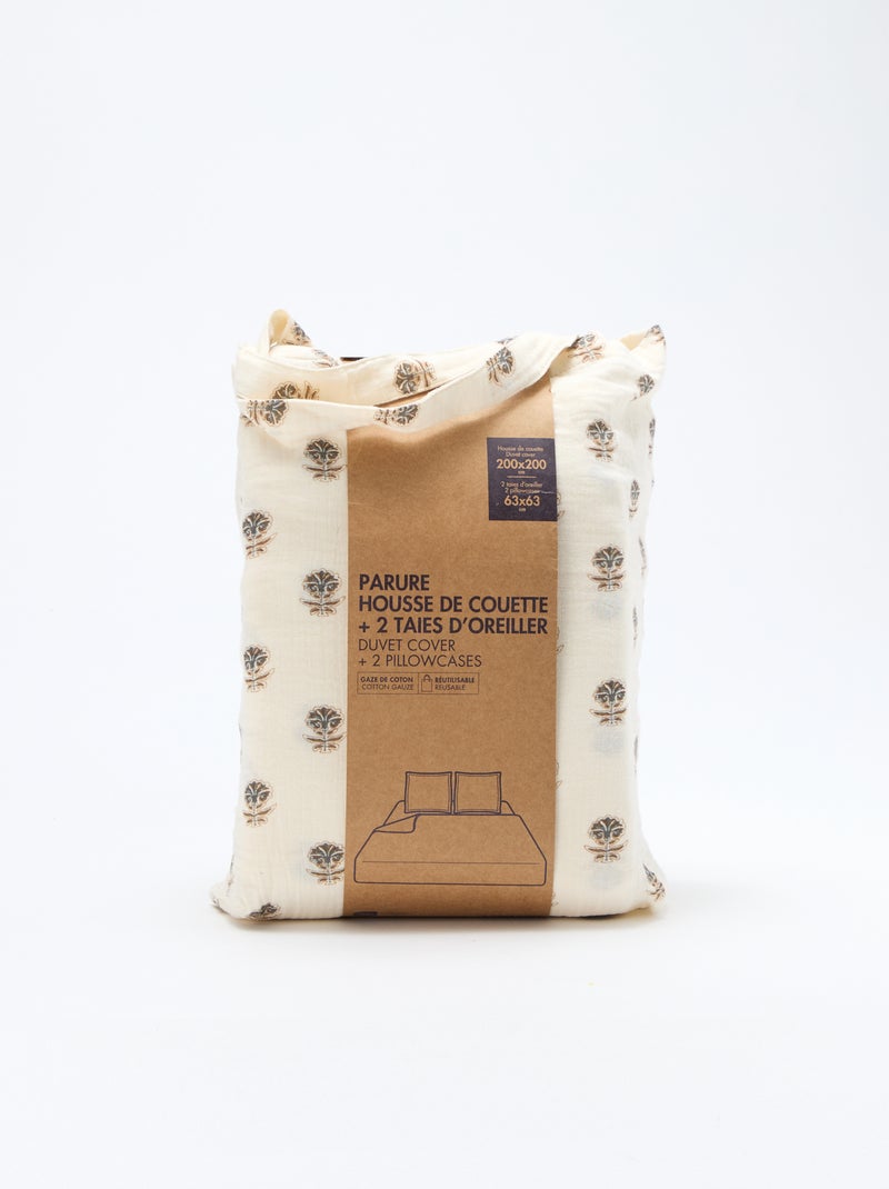 Parure de lit 2 personnes (200x200 cm) en gaze de coton - Kiabi Home Jaune - Kiabi