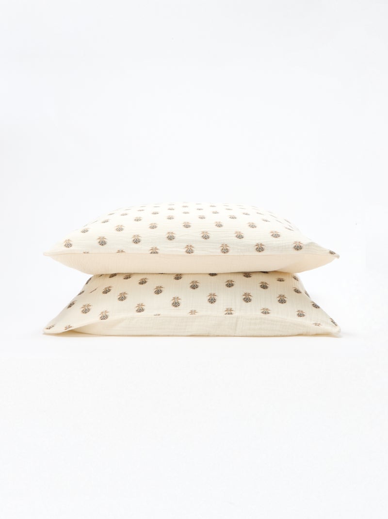 Parure de lit 2 personnes (200x200 cm) en gaze de coton - Kiabi Home Jaune - Kiabi