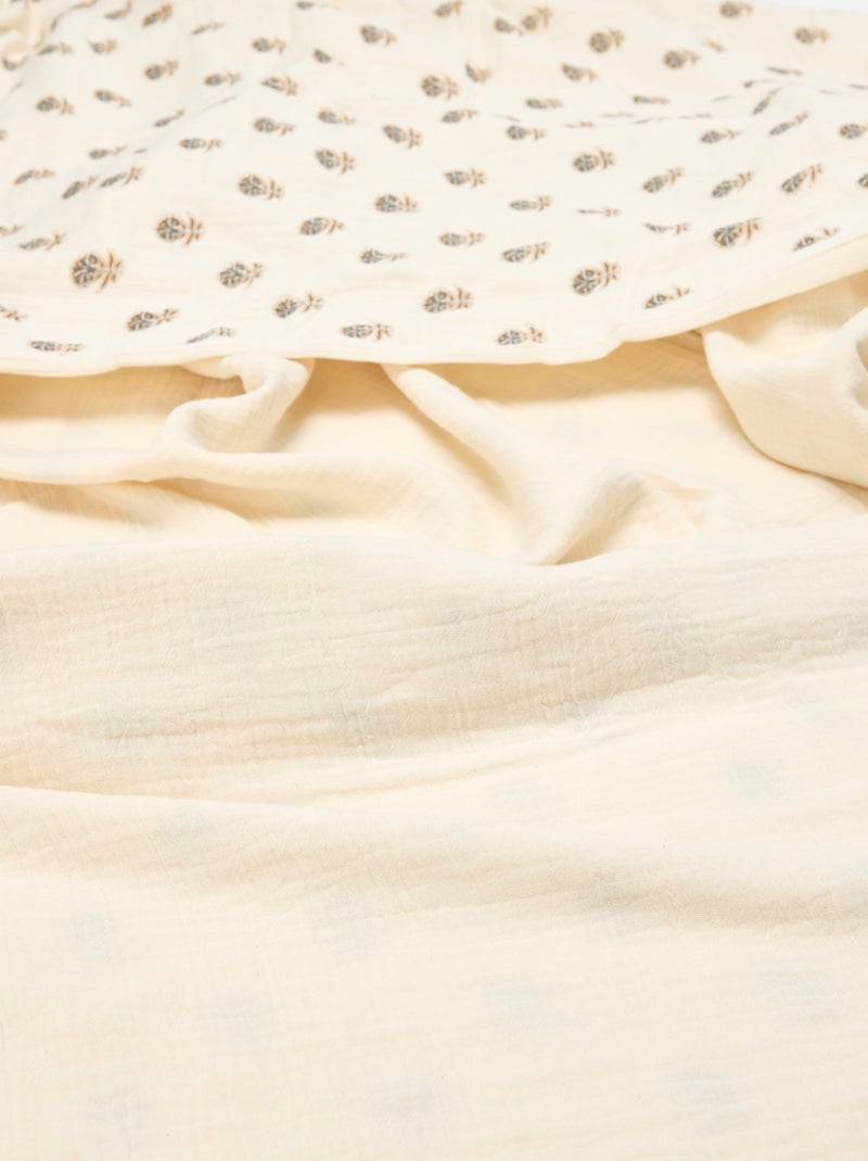 Parure de lit 2 personnes (200x200 cm) en gaze de coton - Kiabi Home Jaune - Kiabi