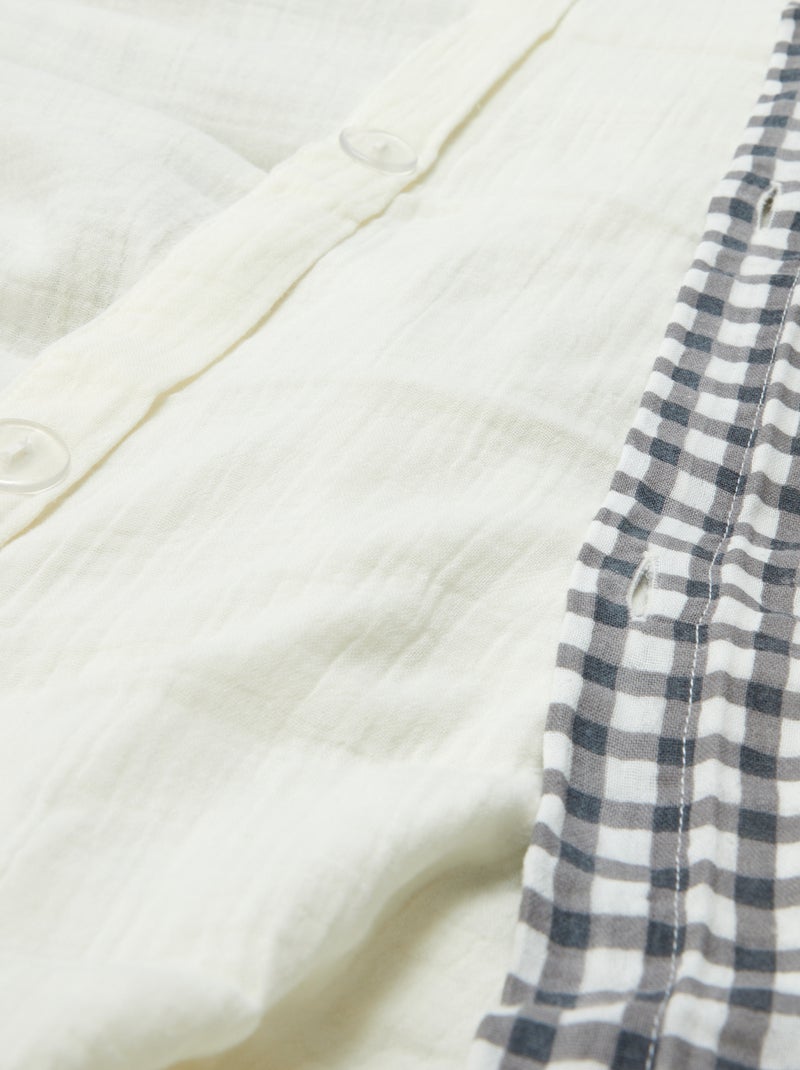 Parure de lit 2 personnes (200x200 cm) en gaze de coton - Kiabi Home Vichy noir et blanc - Kiabi