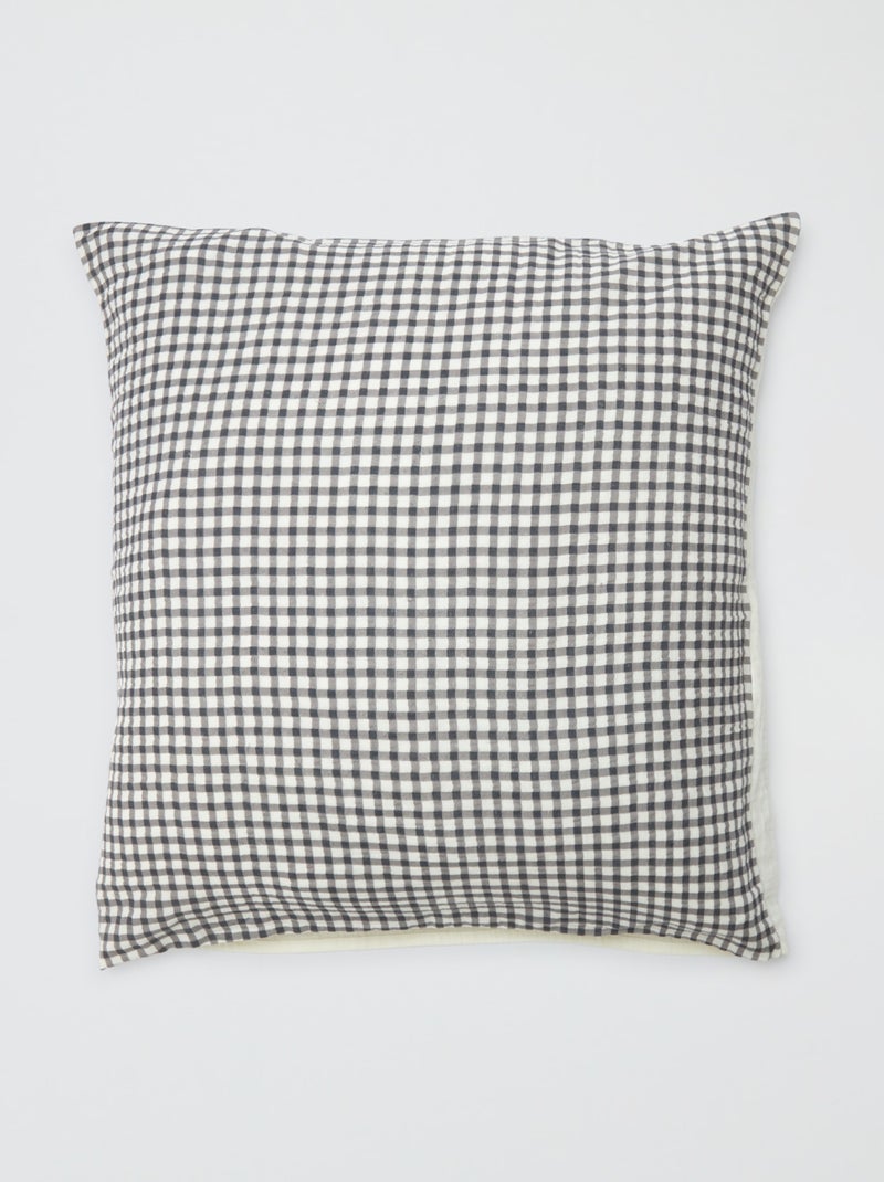 Parure de lit 2 personnes (200x200 cm) en gaze de coton - Kiabi Home Vichy noir et blanc - Kiabi