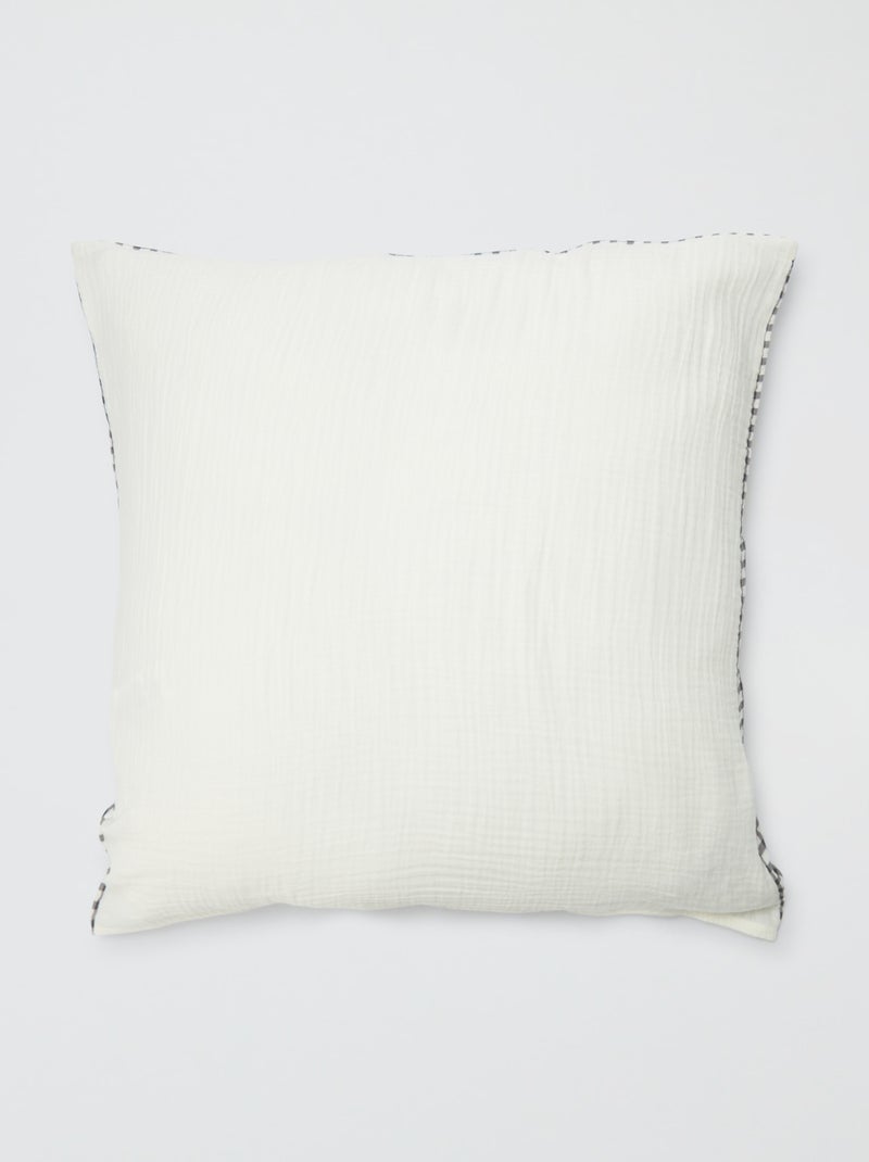 Parure de lit 2 personnes (200x200 cm) en gaze de coton - Kiabi Home Vichy noir et blanc - Kiabi