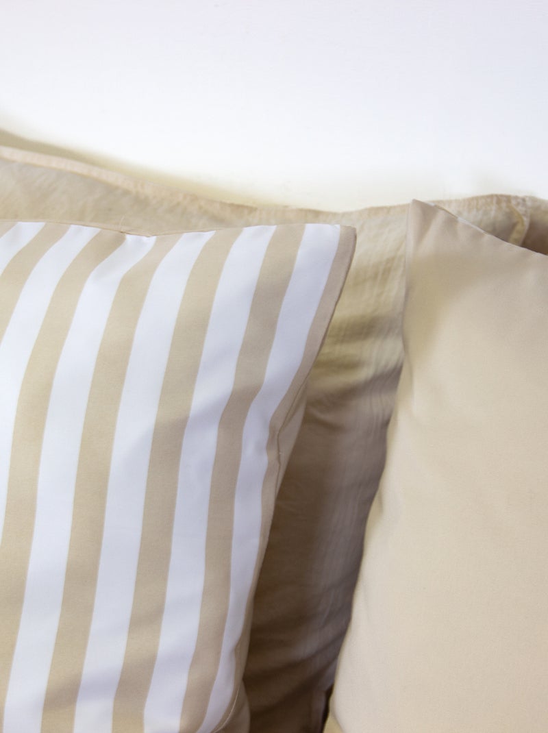 Parure de lit 2 personnes (240 x 220 cm ou 260 x 240 cm) - 1 housse de couette + 2 oreillers Beige - Kiabi