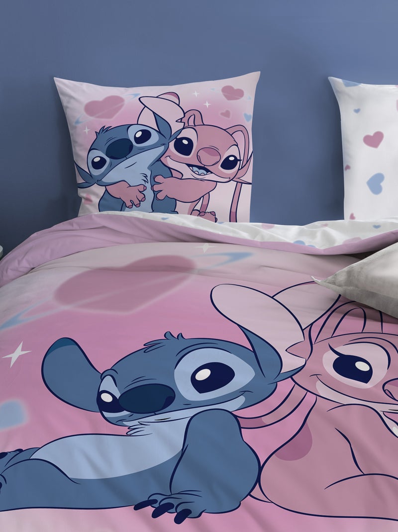 Parure de lit 2 personnes 240 x 220 cm 'Stitch et Angel' Bleu - Kiabi