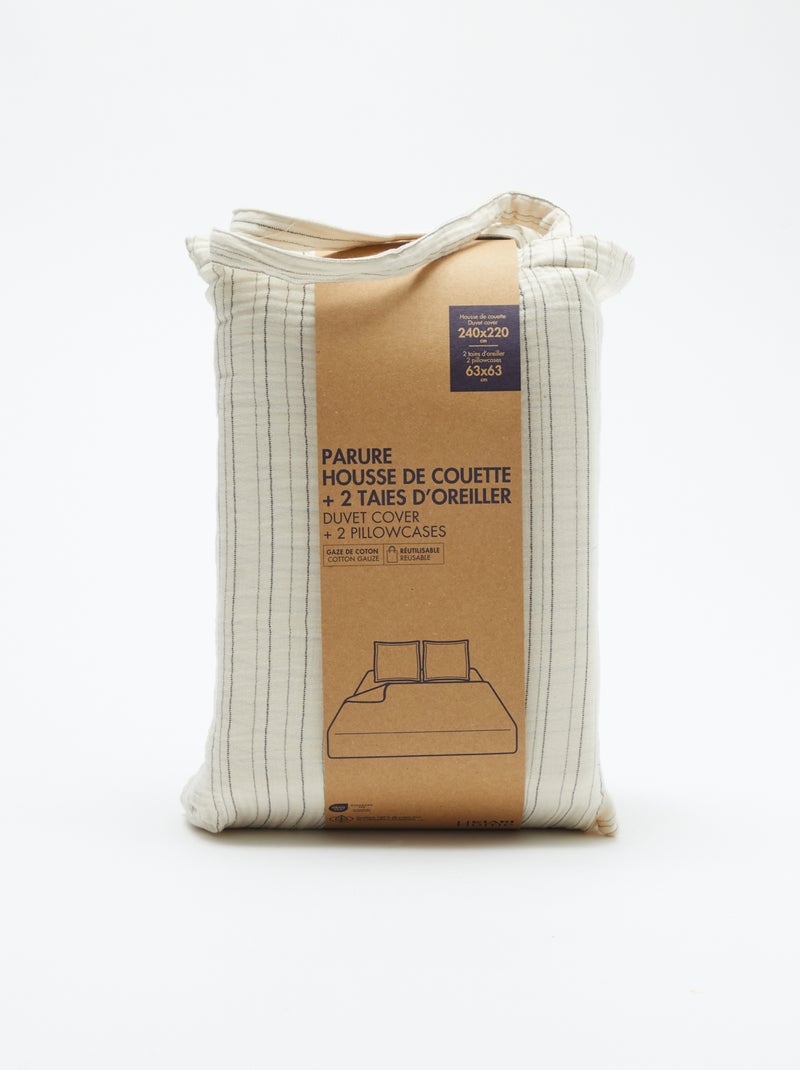 Parure de lit 2 personnes (240 x 220cm) en gaze de coton - Kiabi Home Beige - Kiabi