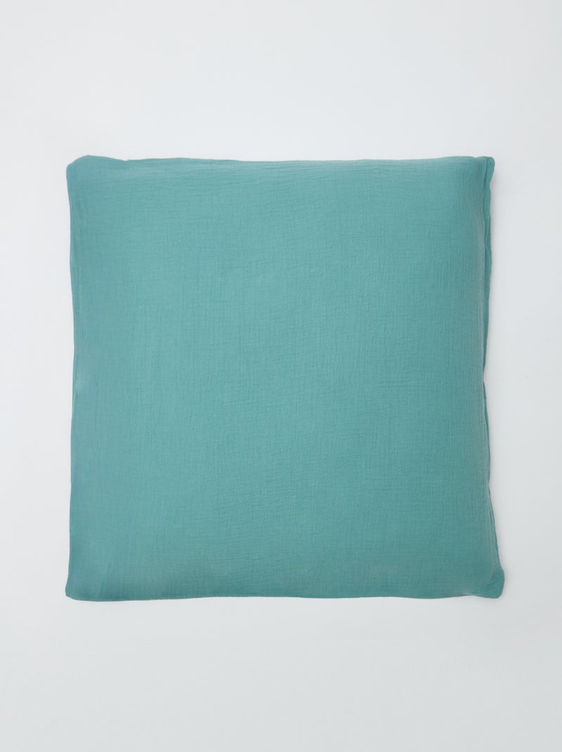 Parure de lit 2 personnes (240 x 220cm) en gaze de coton - Kiabi Home Bleu turquoise - Kiabi