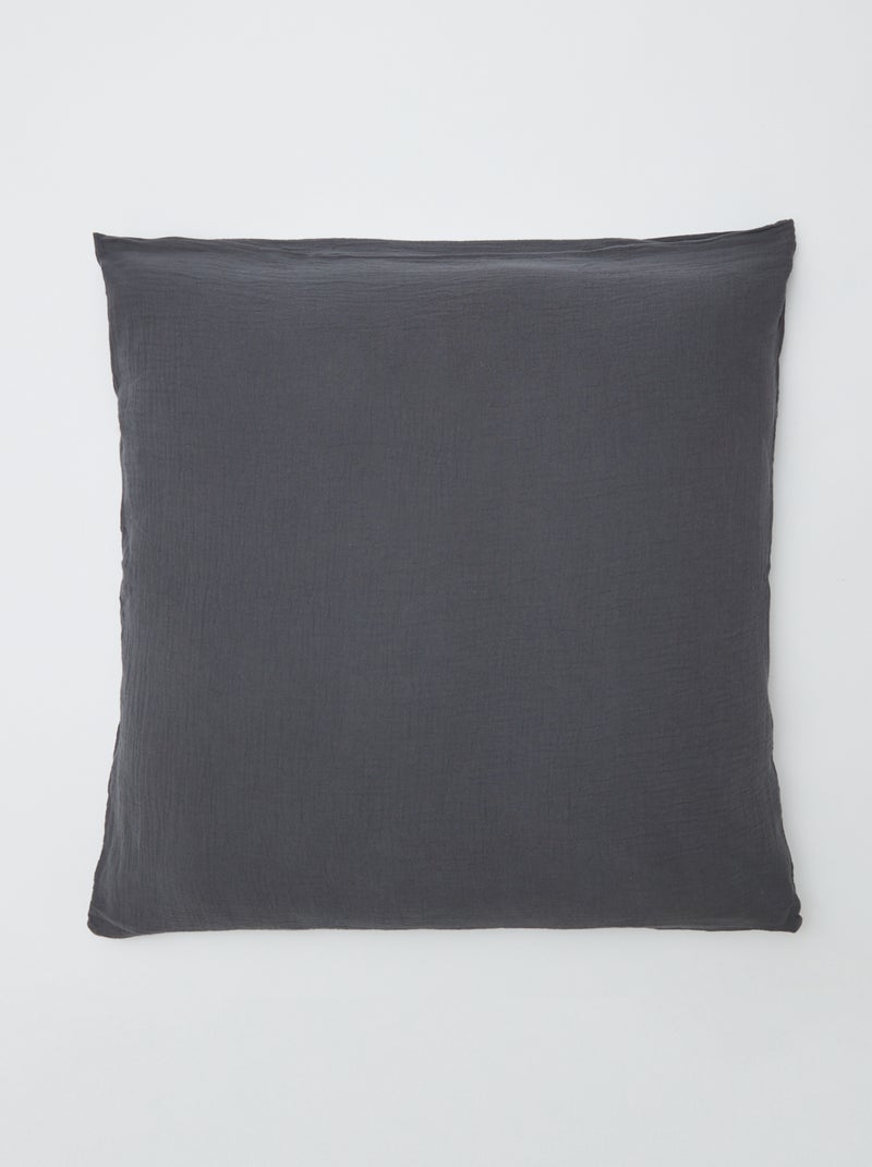 Parure de lit 2 personnes (240 x 220cm) en gaze de coton - Kiabi Home Gris foncé - Kiabi